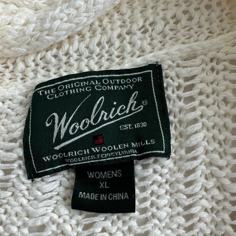 Woolrich Open Knit Long Cardigan XL Seasalt Cotton Duster Coastal Layer Spring - Picture 5 of 8